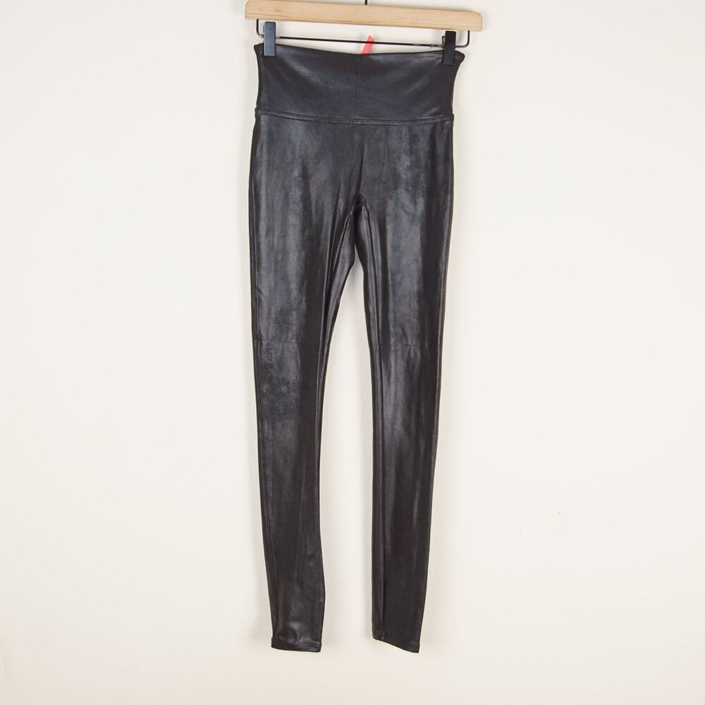 Spanx Black Faux Leather Leggings Womens Sz S